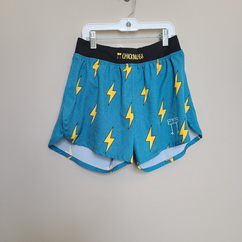 CHICKNLegs Running shorts Small Blue Lightning bolts